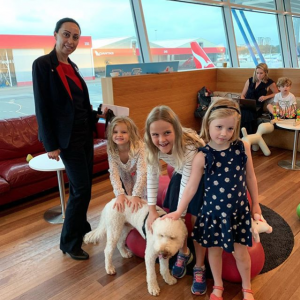 Dogs and Young Travellers at the Airport